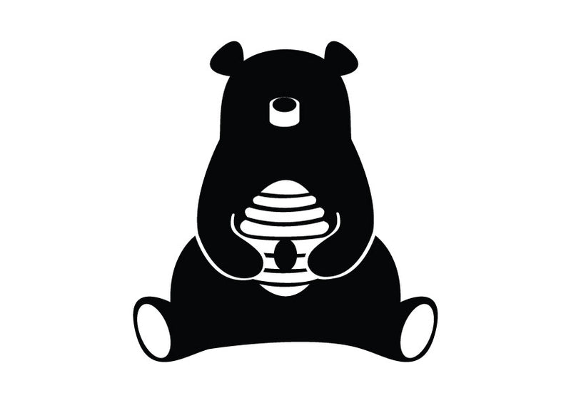 Honey Bear Holding Bee Hive Hungry Animal Vinyl Decal Sticker