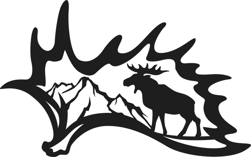 Moose Antler Mountain Scene Nature Outdoors Wildlife Horns Animal Vinyl Decal Sticker