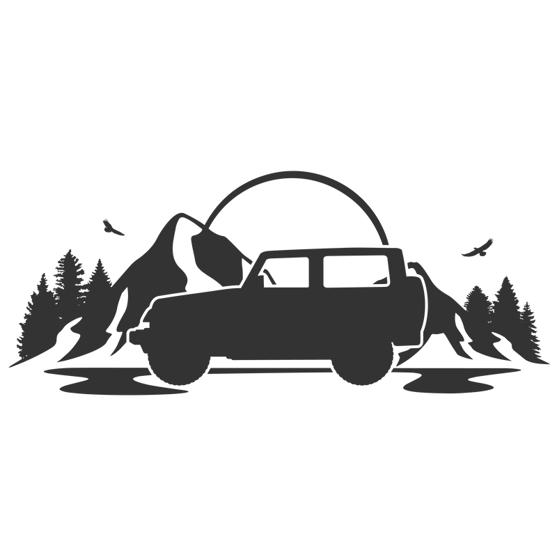 Off Road Mountain Trees Truck Nature Scene Vinyl Decal Sticker