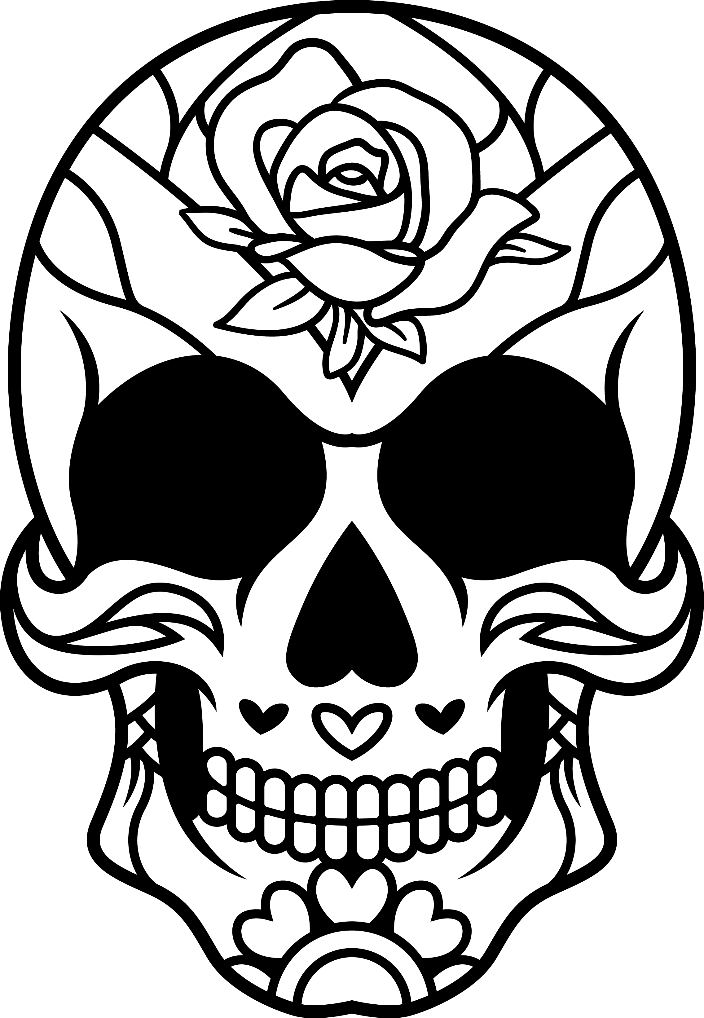 Sugar Skull Flower Hearts Spanish Rose Vinyl Decal Sticker