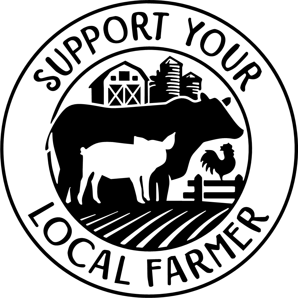 Support Your Local Farmer Text Lettering Farm Food Cow Beef Chicken Pig Pork Animal Vinyl Decal Sticker