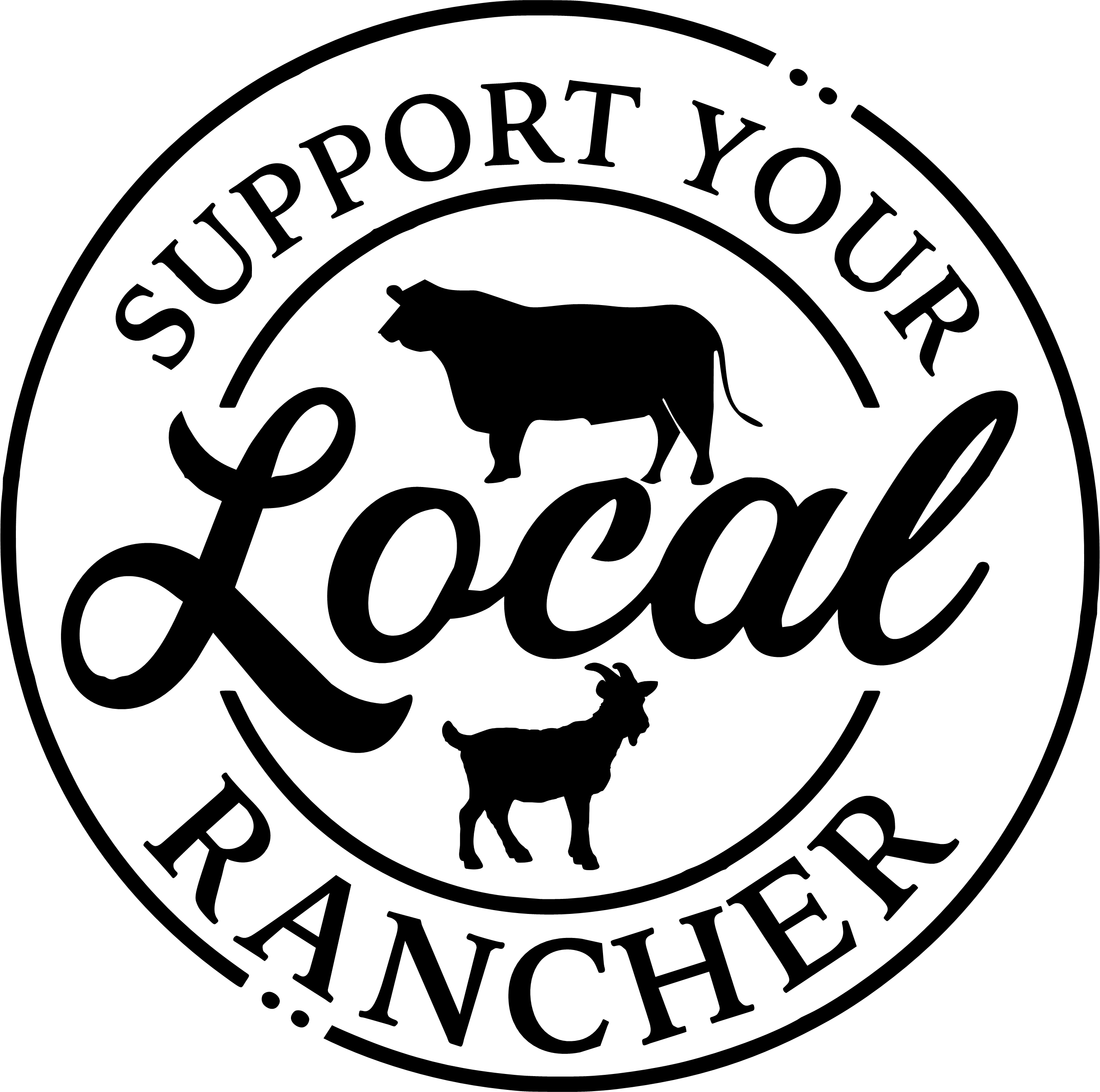 Support Your Local Rancher Text Lettering Farmer Food Beef Cow Goat Vinyl Decal Sticker