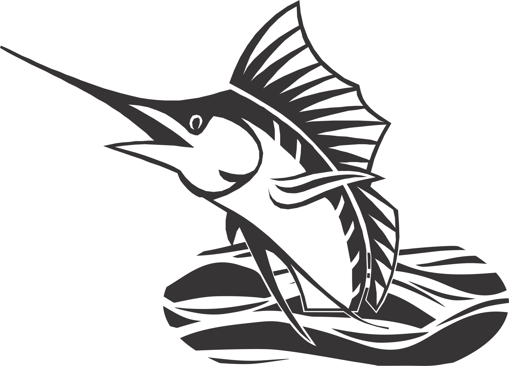 Swordfish Jumping Out Of Water Sport Fishing Sea Ocean Marine Marlin Animal Vinyl Decal Sticker