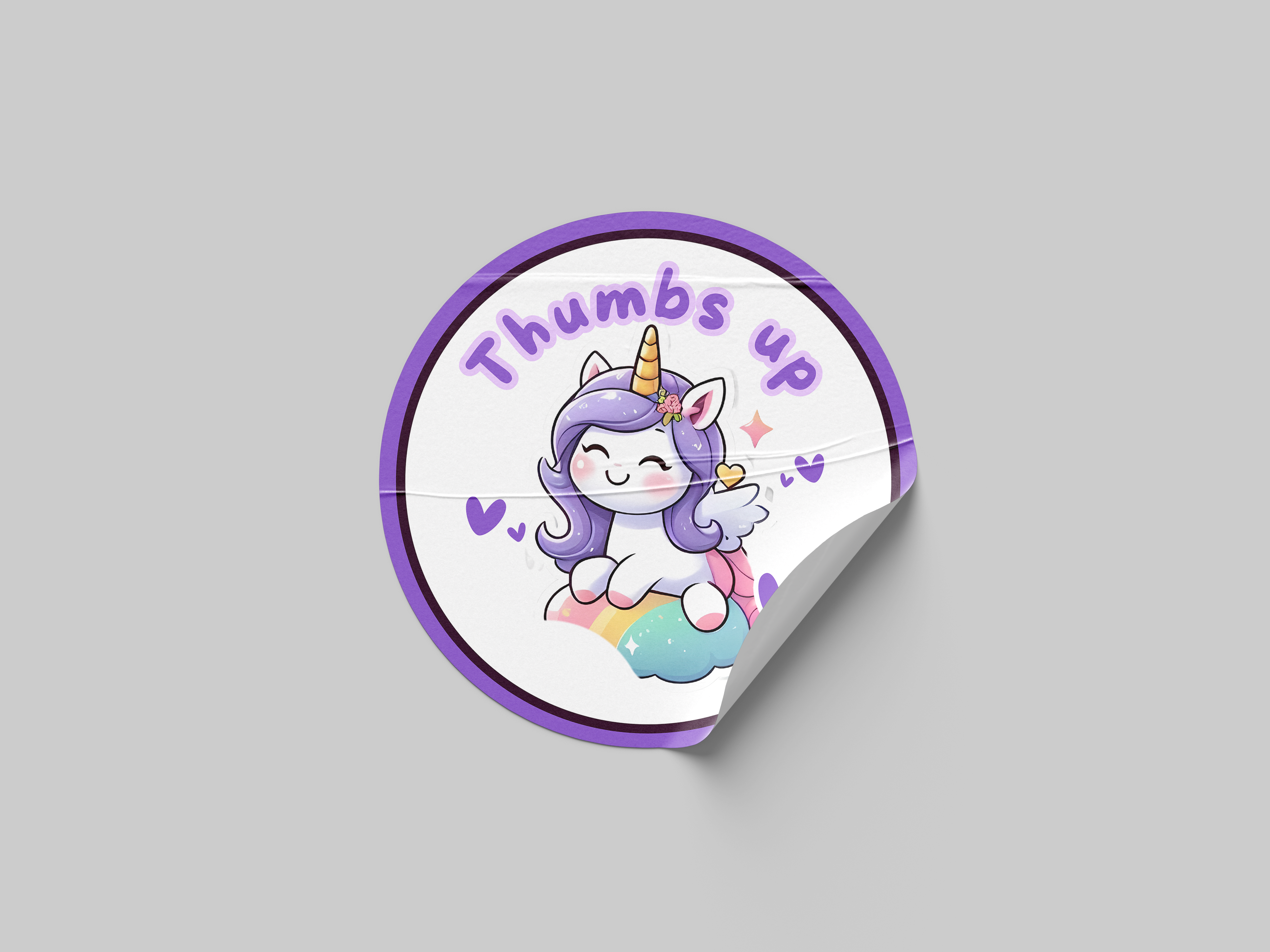 Thumbs Up Motivational Kids Cute Unicorn Girl Design 18 Classroom School Homework Award Sticker