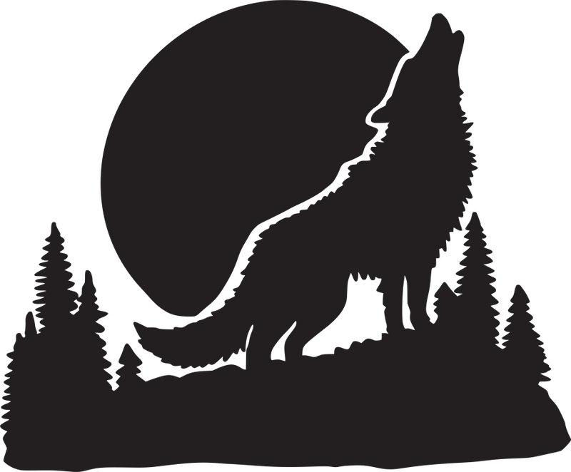 Wolf Howling Woods Wilderness Nature Forest Trees Vinyl Decal Sticker