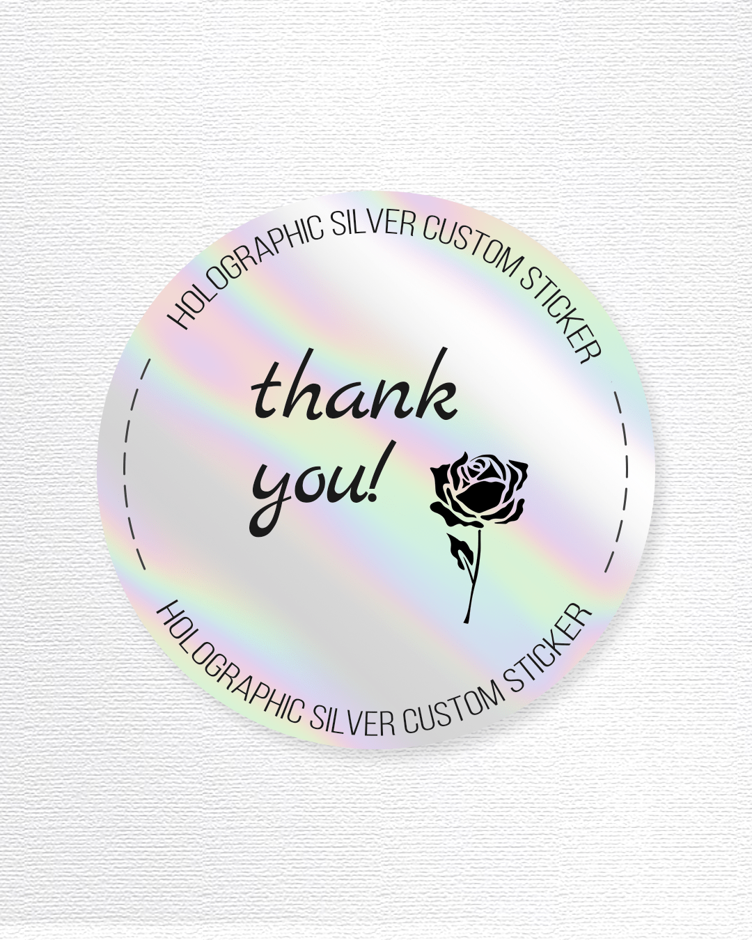 25 Custom Design Holographic Silver Label 2 Inch Round Sticker