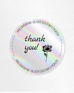25 Custom Design Holographic Silver Label 2 Inch Round Sticker