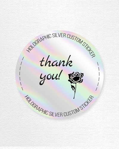 25 Custom Design Holographic Silver Label 2 Inch Round Sticker