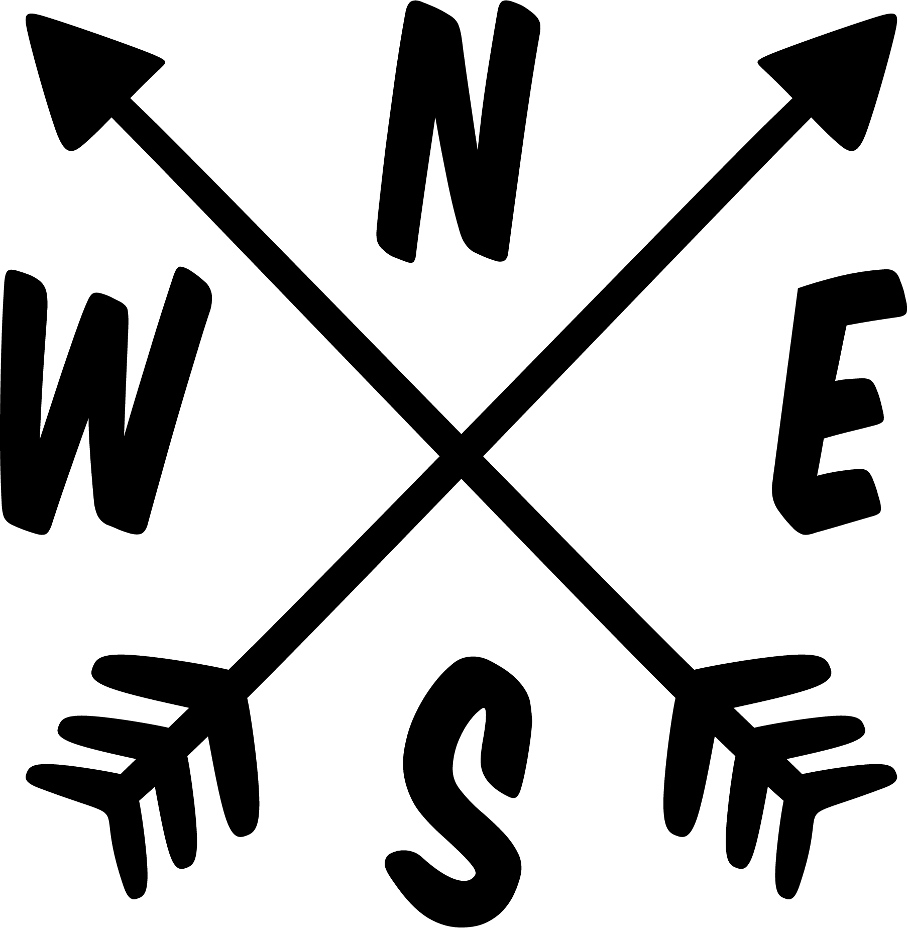 Arrow Cross Letter Text Compass North East West South Vinyl Decal Sticker