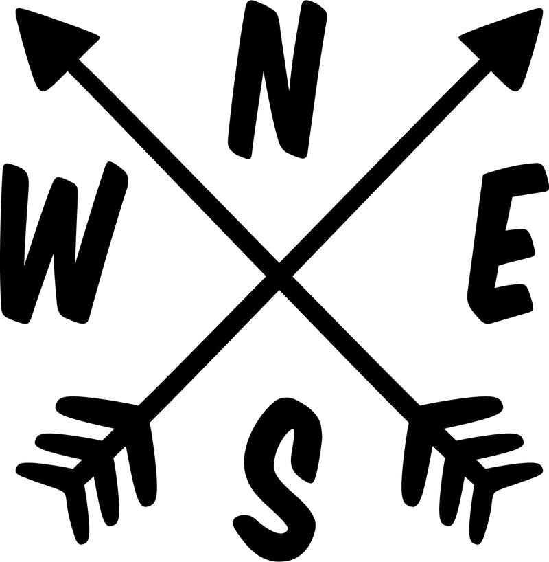Arrow Cross Letter Text Compass North East West South Vinyl Decal Sticker