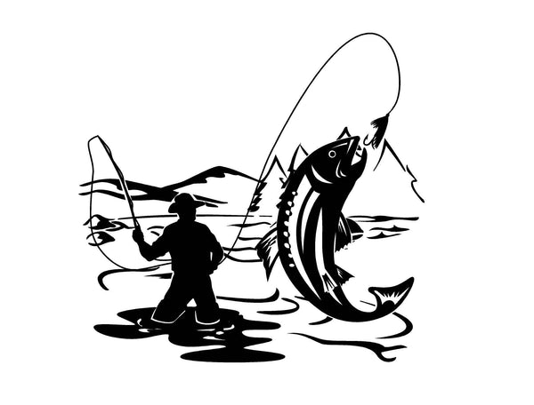 Fly Fishing Decal Trout decal Fishing Decal Lake Life Decal Vinyl