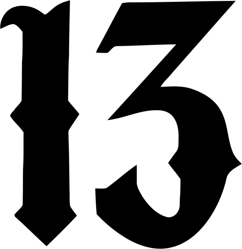 Number 13 Sticker Die Cut Vinyl Decal   Car Laptop Window Sticker lucky unlucky