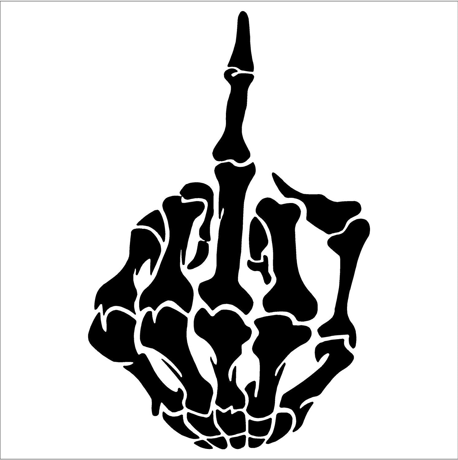 SKULL Skeleton Bone Middle Finger Flipping Off