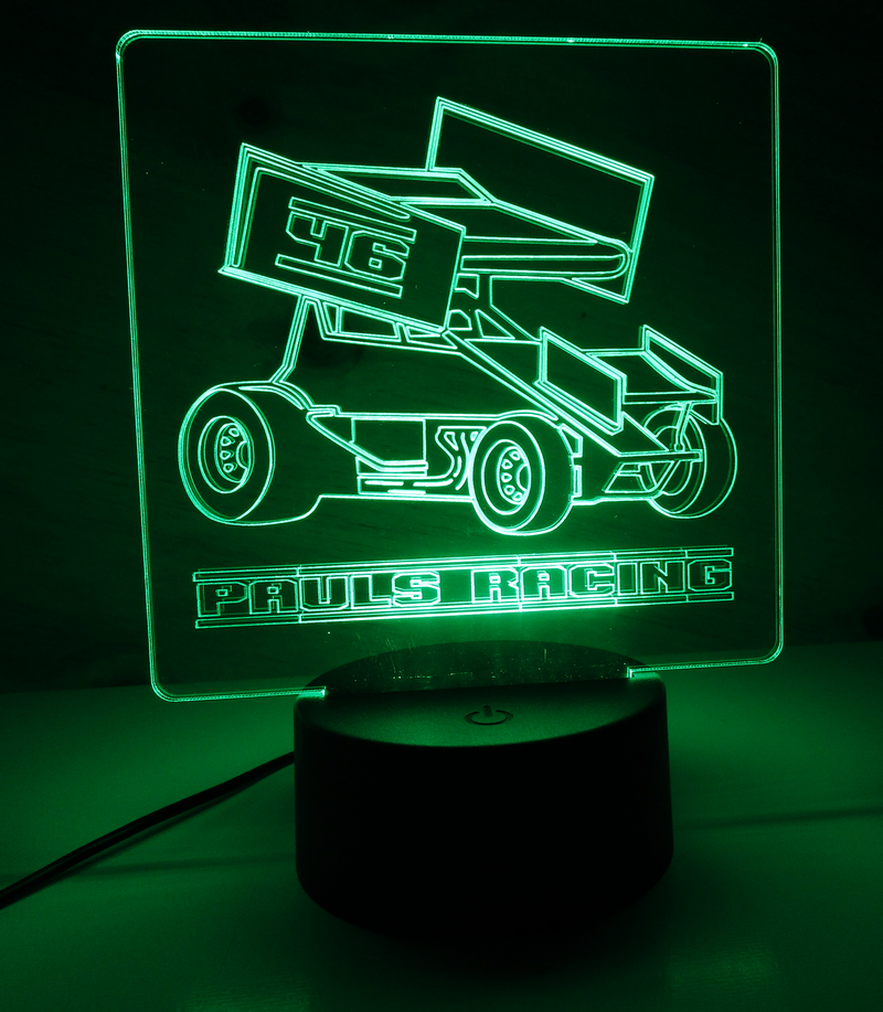 Sprint Racecar Custom Number Custom Name LED LAMP & Remote Control