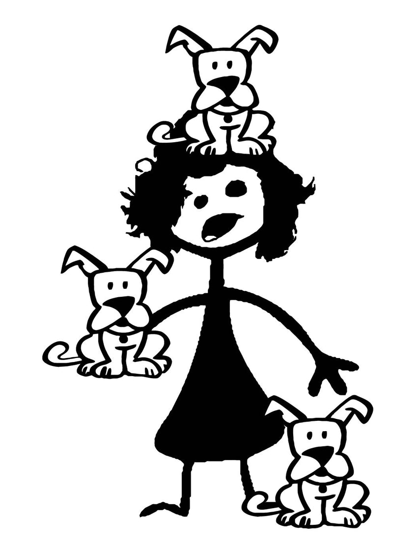 Stick figure family car vinyl decal sticker CRAZY DOG LADY animal puppy dogs