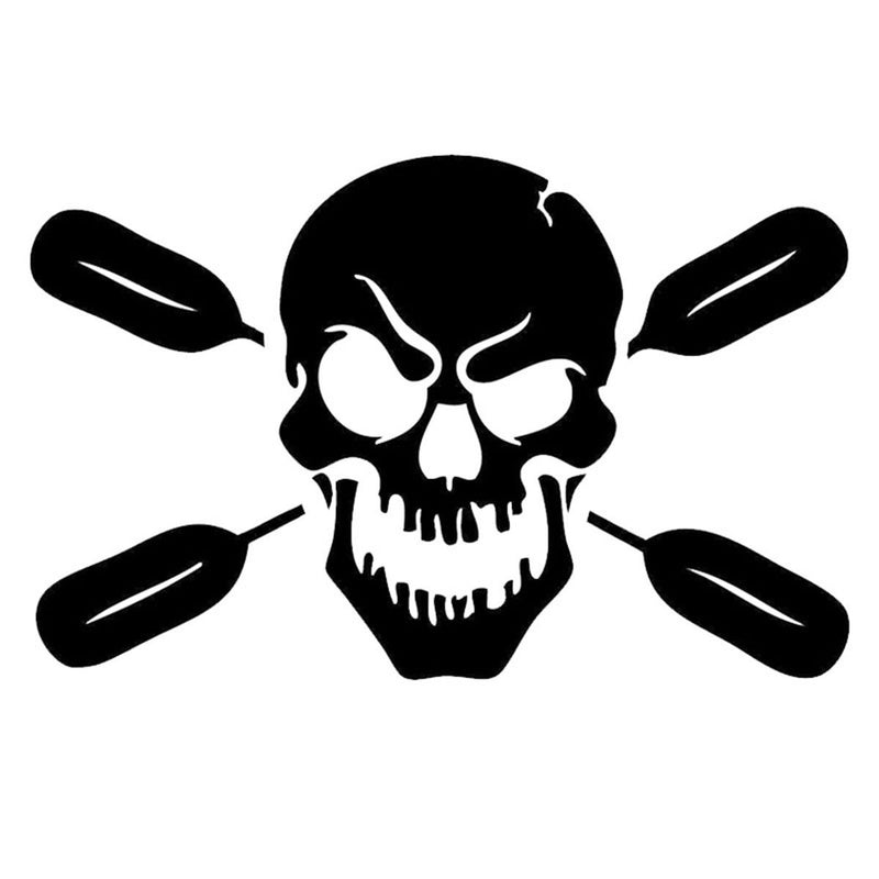 Sticker Skull With Oars Paddle
