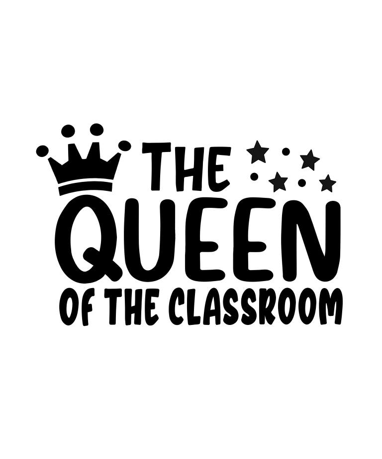 The Queen Of The Classroom Crown Stars Text School Vinyl Decal Sticker