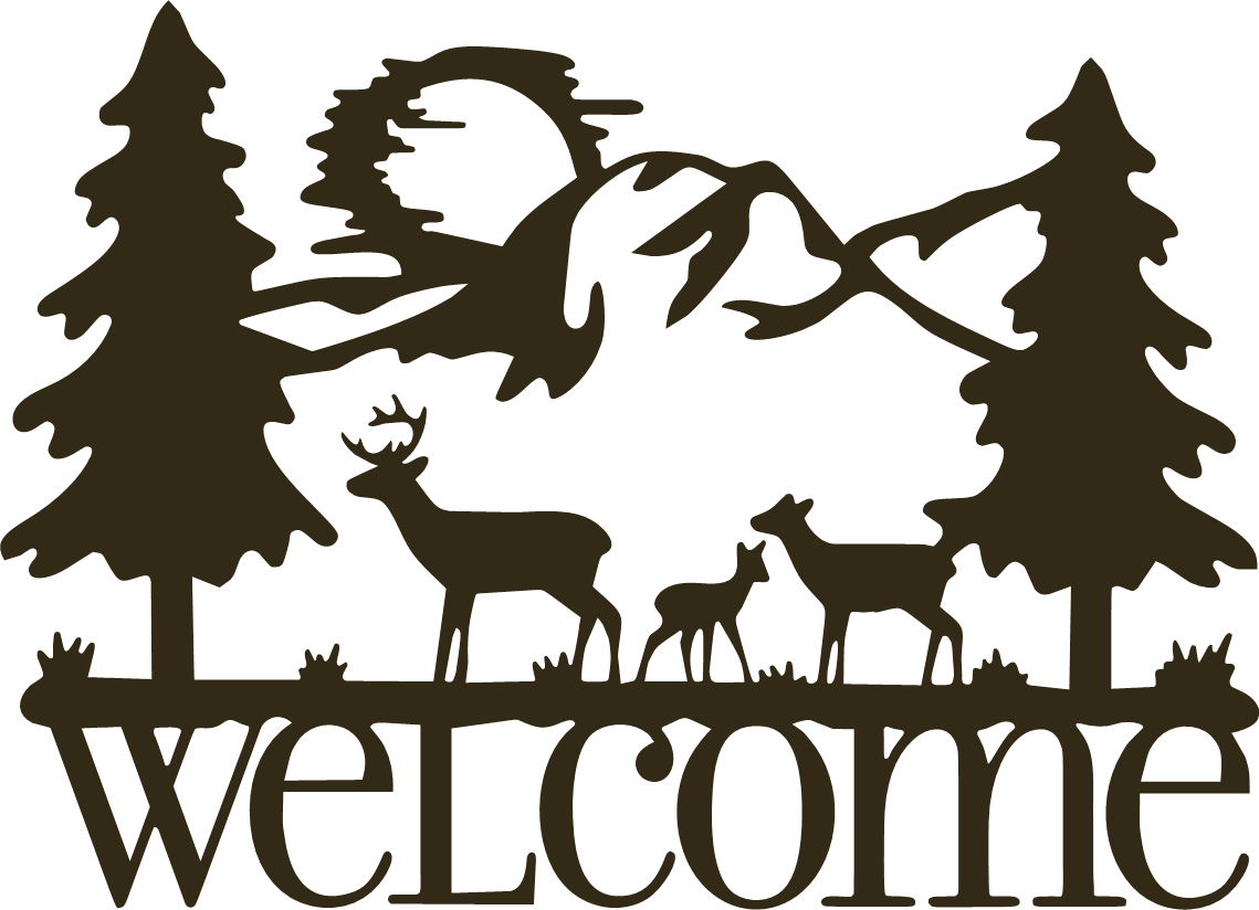 WELCOME ELK DEER MOUNTAIN SCENE Vinyl Decal Sticker for Car Truck Bumper Wall