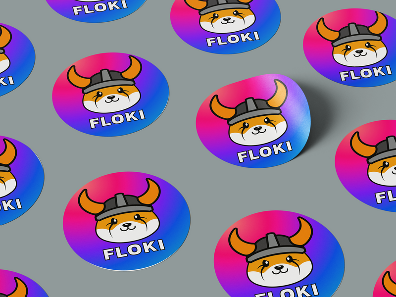 25 Floki Coin Inu Shiba Dog Crypto Red Blue Mix Color 2 Inch Round Sticker