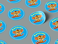 Awesome Motivational Kids Cute Baby Monkey Design Zoo Animal Design 3 Classroom School Homework Award Sticker