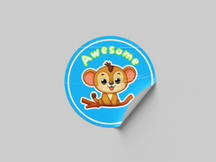 Awesome Motivational Kids Cute Baby Monkey Design Zoo Animal Design 3 Classroom School Homework Award Sticker