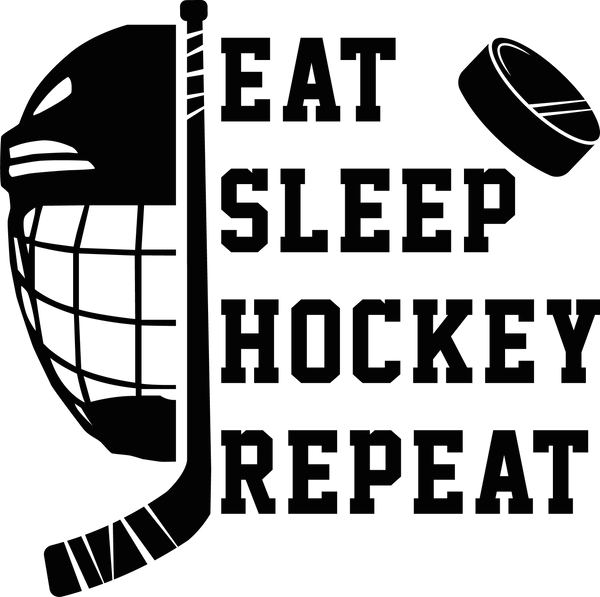 Eat Sleep Hockey Repeat Text Lettering Goalie Mask Hockey Helmet Stick ...
