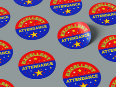 Excellent Attendance Star Design School Colorful Sticker Teachers Award Kids Motivation