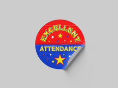 Excellent Attendance Star Design School Colorful Sticker Teachers Award Kids Motivation