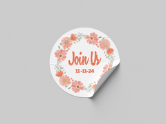 Floral Design 1 Add Your Custom Text Round Circle Sticker Label