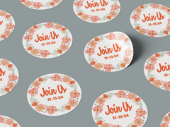 Floral Design 1 Add Your Custom Text Round Circle Sticker Label