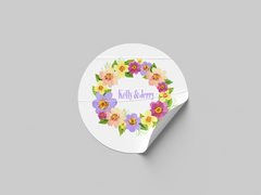 Floral Design 2 Add Your Custom Text Round Circle Sticker Label