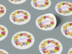 Floral Design 2 Add Your Custom Text Round Circle Sticker Label