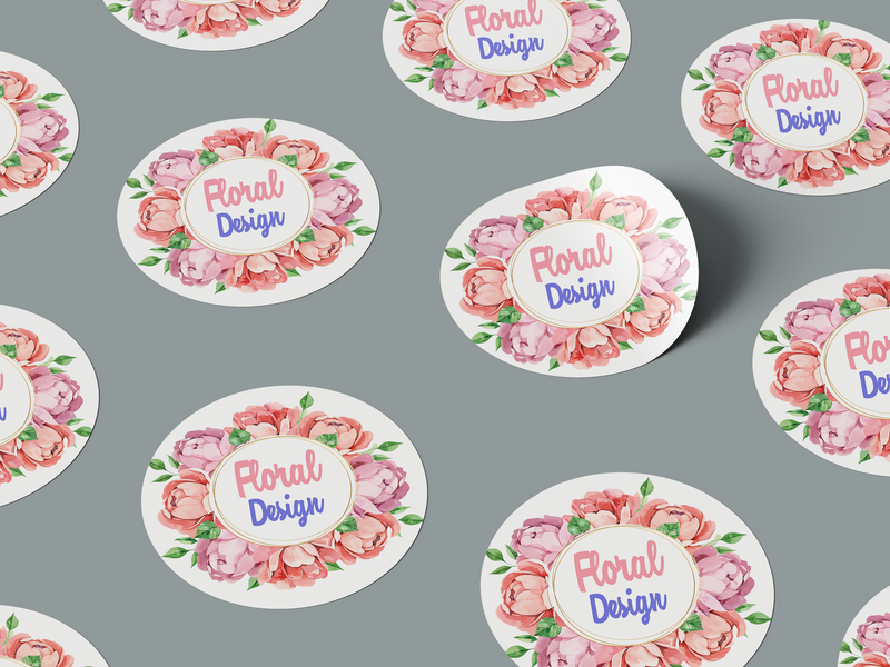 Floral Design 3 Add Your Custom Text Round Circle Sticker Label