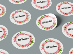 Floral Design 4 Add Your Custom Text Round Circle Sticker Label