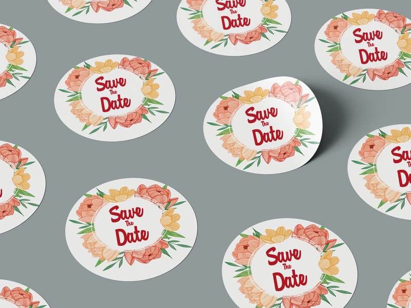 Floral Design 5 Add Your Custom Text Round Circle Sticker Label