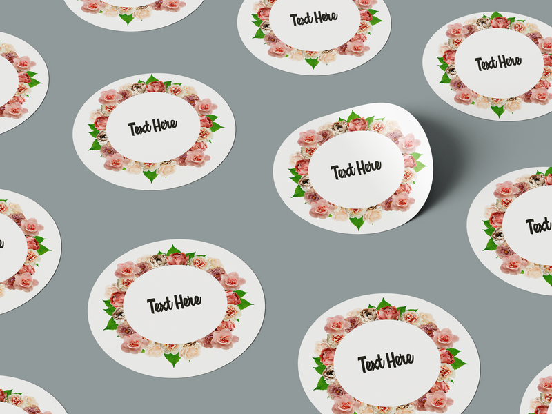 Floral Design 7 Add Your Custom Text Round Circle Sticker Label