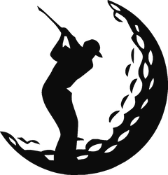 Golfer Swinging Golf Ball Sports Moon Vinyl Decal Sticker