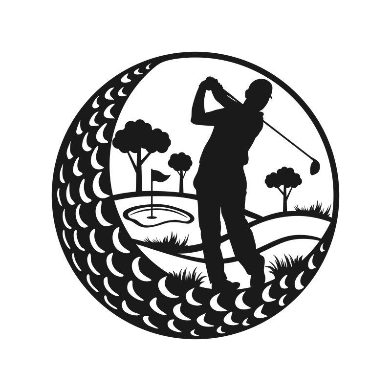 Golfing Golf Ball Nature Tree Golfer Swinging Sport Vinyl Decal Sticker