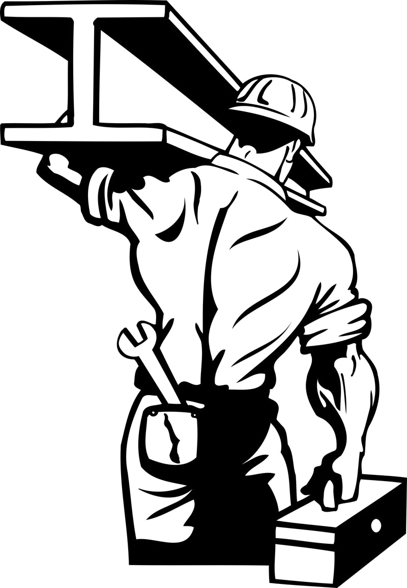 Iron Man Steel Beam Worker Toolbox Hardhat Iron worker Vinyl Decal Sticker