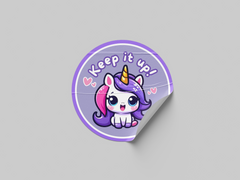 Keep It Up Motivational Kids Cute Unicorn Girl Design 8 Classroom School Homework Award Sticker Round Multi Sticker