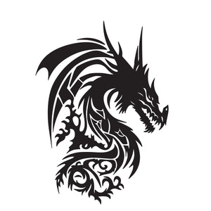 Mythical Dragon Head Tribal Tattoo Style Detailed Vinyl Decal Sticker Style 2