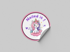 Nailed It Motivational Kids Cute Unicorn Girl Design 17 Classroom School Homework Award Sticker