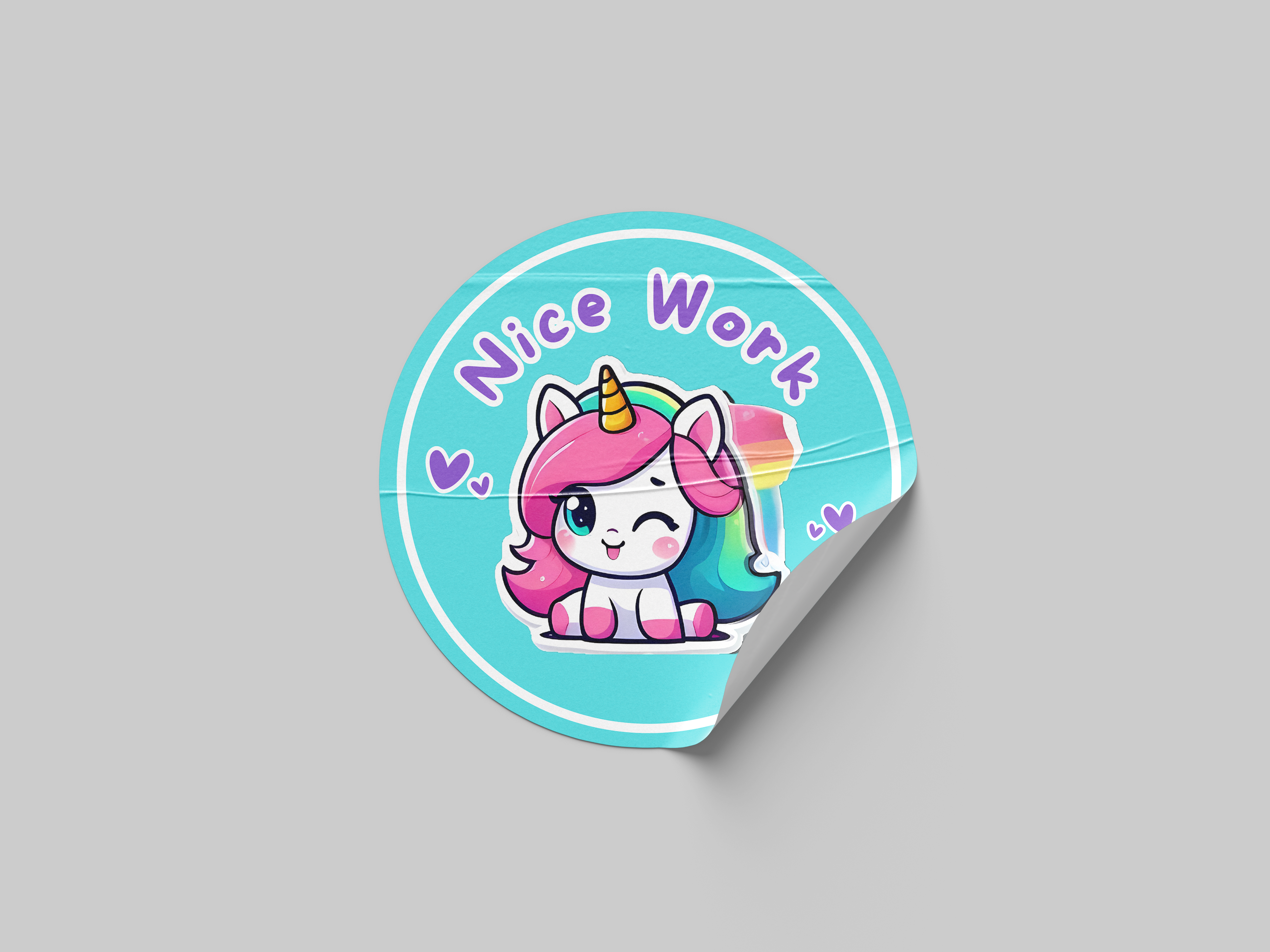 Nice Work Motivational Kids Cute Unicorn Girl Design 14 Classroom Scho ...