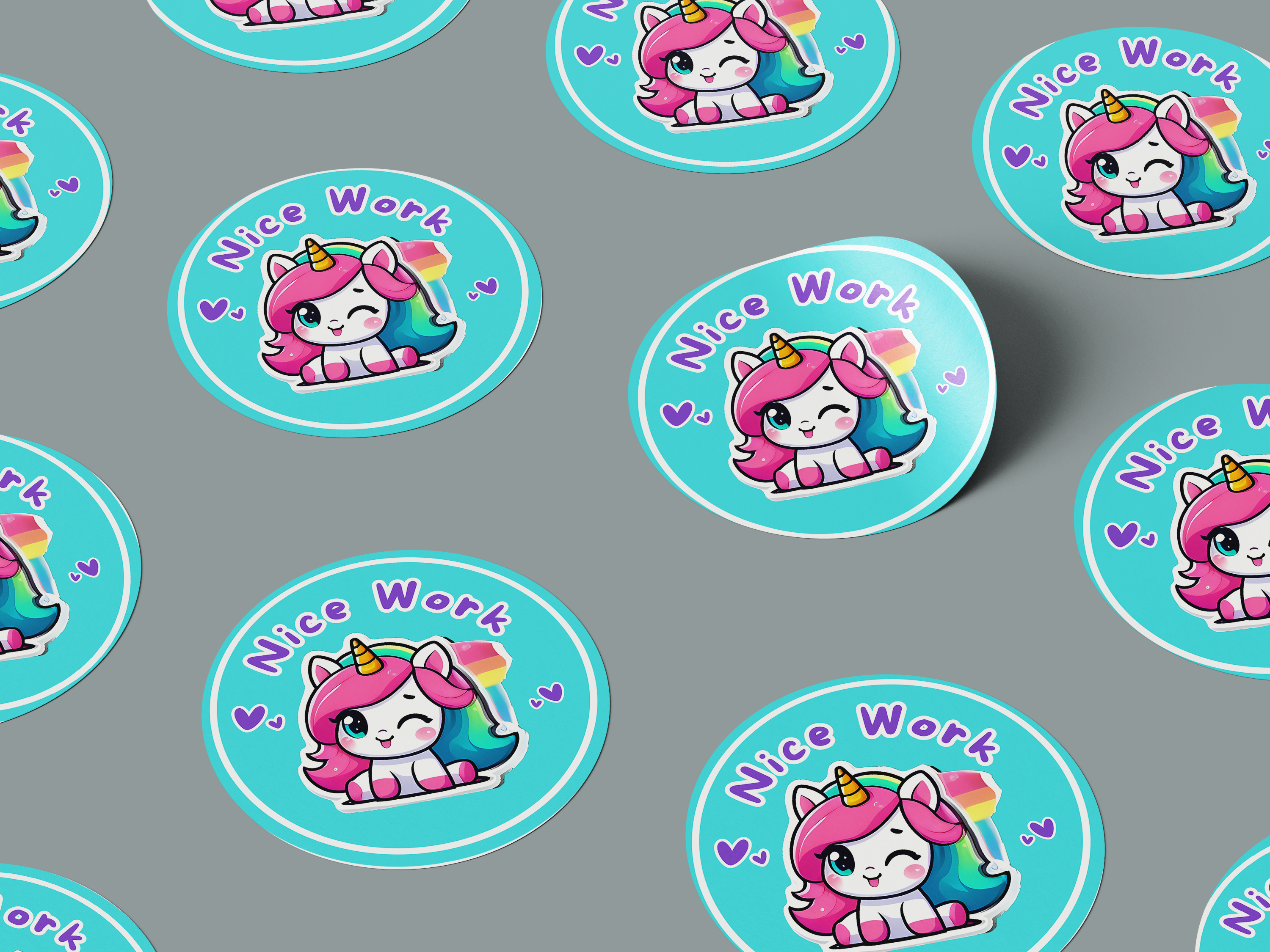 Nice Work Motivational Kids Cute Unicorn Girl Design 14 Classroom Scho ...