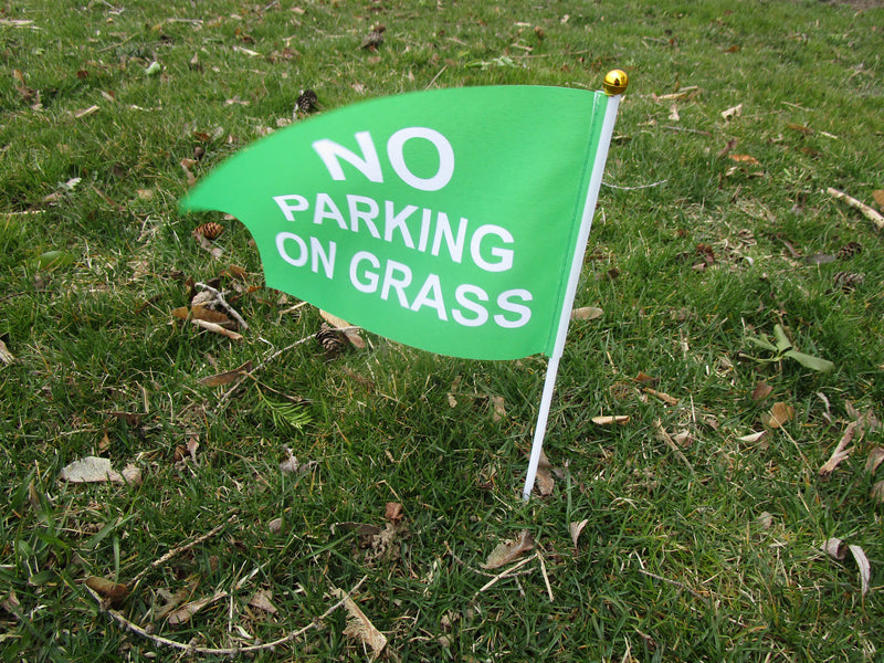 No Parking On Grass Warning Mini Flag