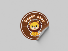 Super Star Motivational Kids Cute Baby Lion Design Zoo Animal Design 2 Classroom School Homework Award Sticker