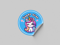 Super Star Motivational Kids Cute Unicorn Girl Design 5 Classroom School Homework Award Sticker