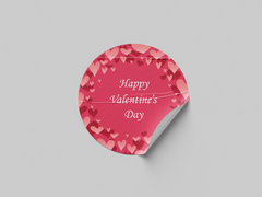 Floral Happy Valentines Day Sticker Round Colorful Label Design 2