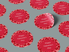 Floral Happy Valentines Day Sticker Round Colorful Label Design 2