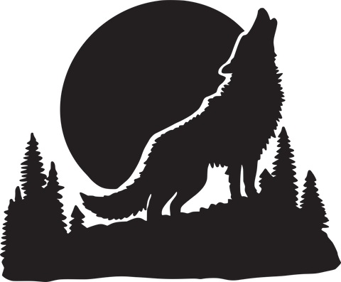 Wolf Howling Woods Wilderness Nature Forest Trees Vinyl Decal Sticker